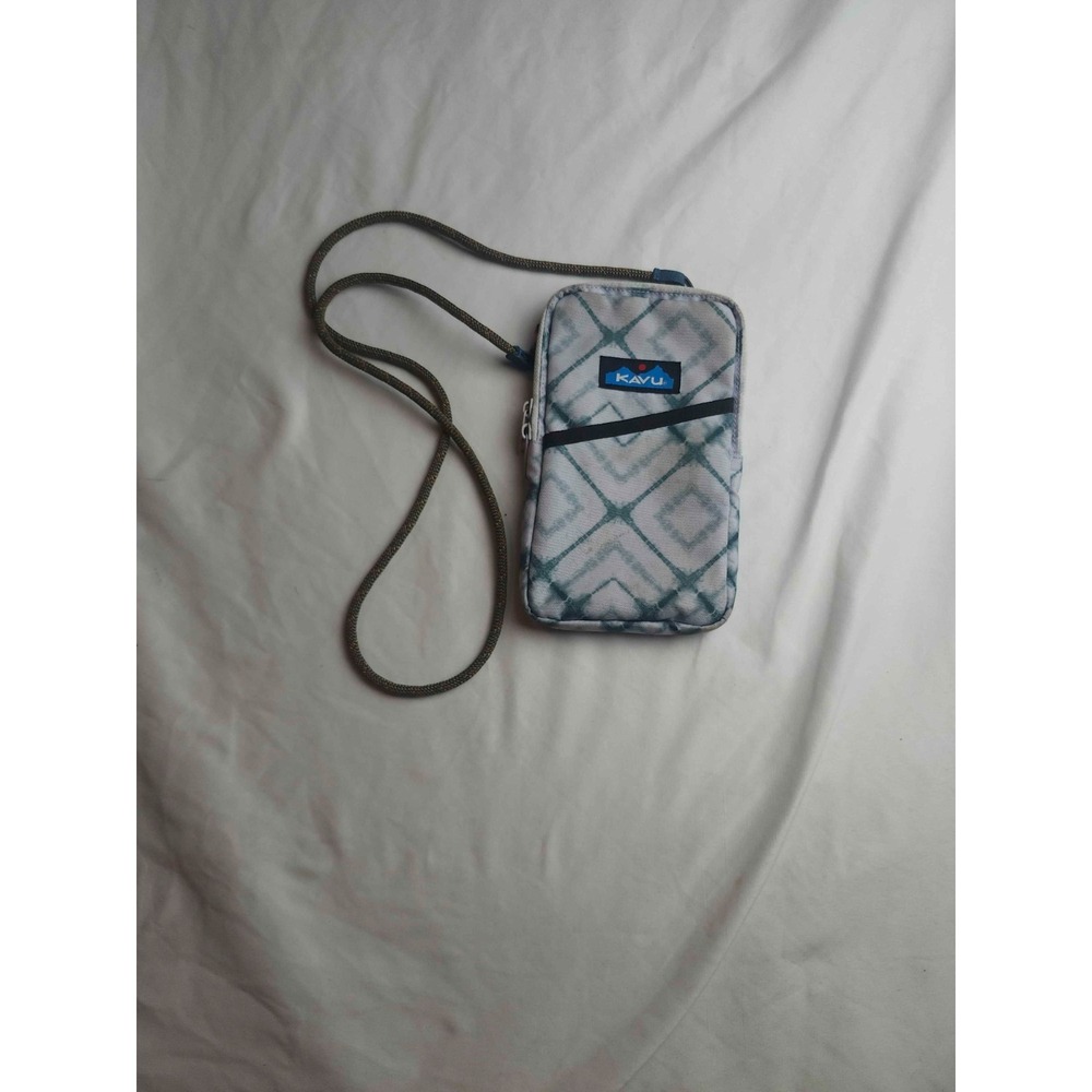 Kavu Go Time Crossbody Bag Pouch Wallet Canvas Plaid Geometric Boho Travel